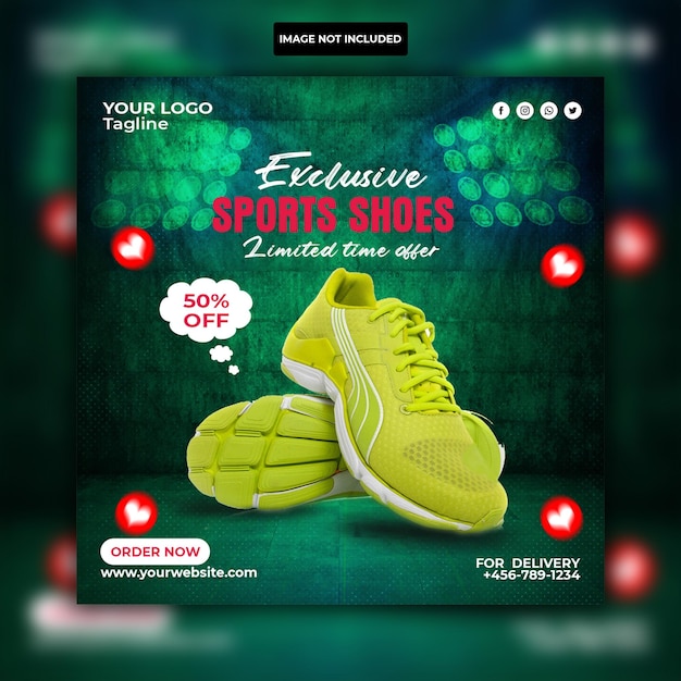 Шаблон баннера facebook для продвижения спортивной обуви в социальных сетях