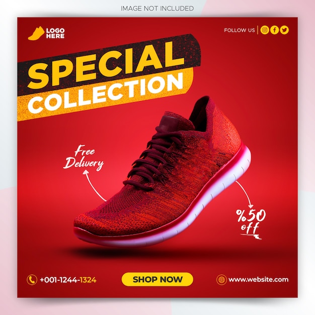 Sport shoes promotion social media post banner template