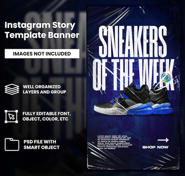 소셜 미디어 인스타그램 게시물 및 스토리 스토리 템플릿 디자인을 위한 스포츠 신발 판매