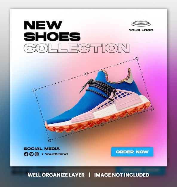 Sport shoes sale gradient modern style for social media instagram post and story stories template design