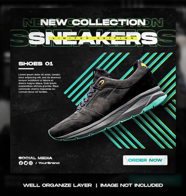 Sport shoes sale for social media instagram post or square banner template design