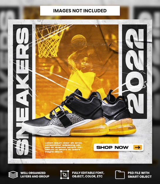 PSD sport shoes sale for social media instagram post or square banner template design