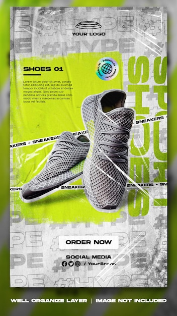 PSD sport shoes sale for social media instagram post and story stories template design