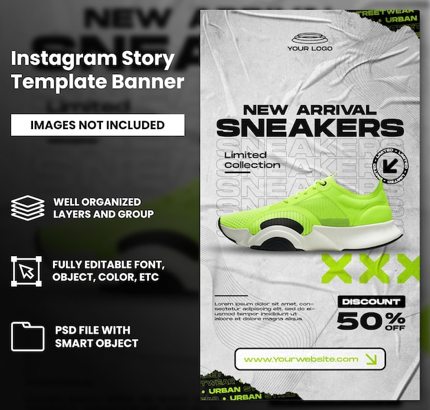 PSD sport shoes sale for social media instagram post and story stories template design