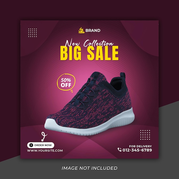 Vendita di scarpe sportive social media instagram post template premium psd