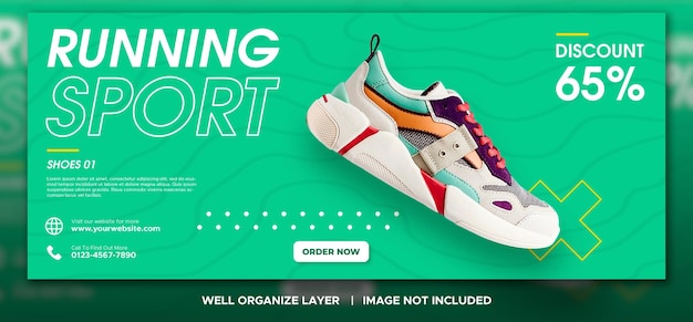 PSD vendita di scarpe sportive per post sui social media e modello di banner web banner facebook