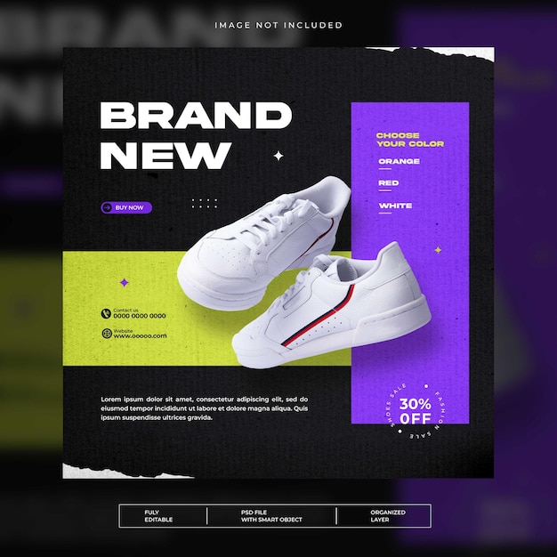 PSD sport shoes sale social media promotion banner template