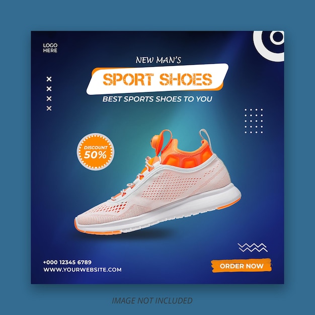 Sport shoes social media instagram post square flyer template Premium Psd