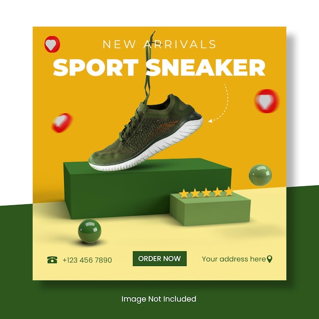 PSD sneaker sportiva instagram post template banner