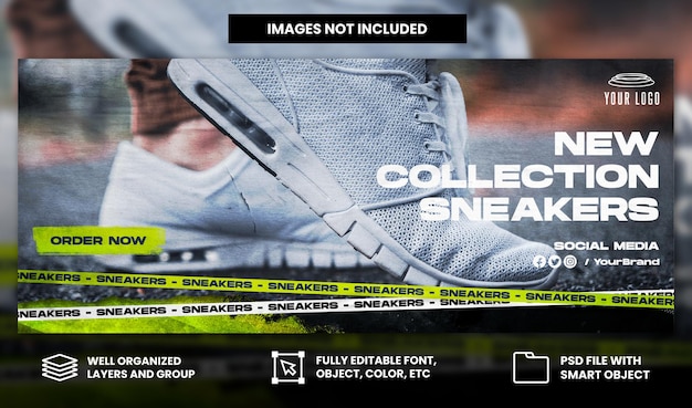 PSD sport sneakers schoenen verkoop voor social media instagram post en facebook webbannersjabloon