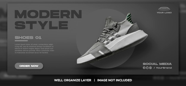 PSD sport sneakers shoes sale for social media facebook web banner template