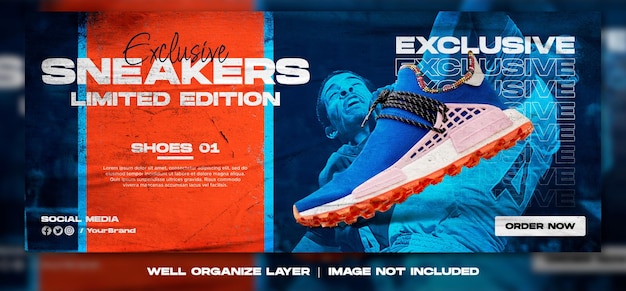 Sport sneakers shoes sale for social media instagram post and facebook web banner template