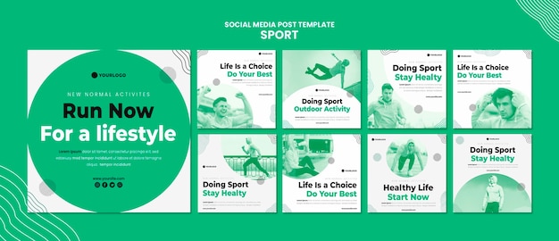 PSD modello di post sui social media sportivi