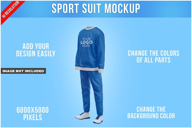 PSD sport suit mockup  half side view