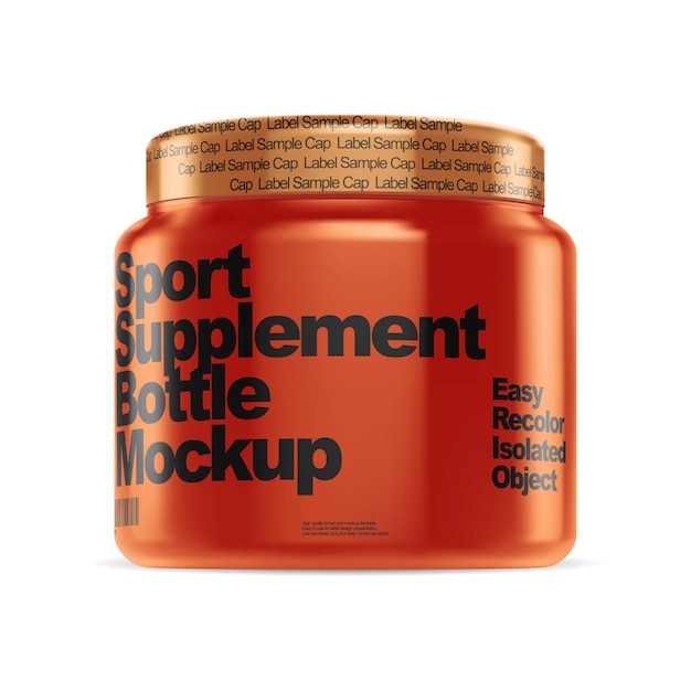 Sport supplement bottle psd mockup Whey protein powder jar design
