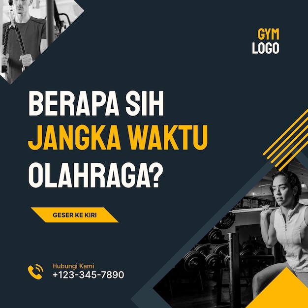 PSD sport tips linguaggio indonesiano instagram post psd template