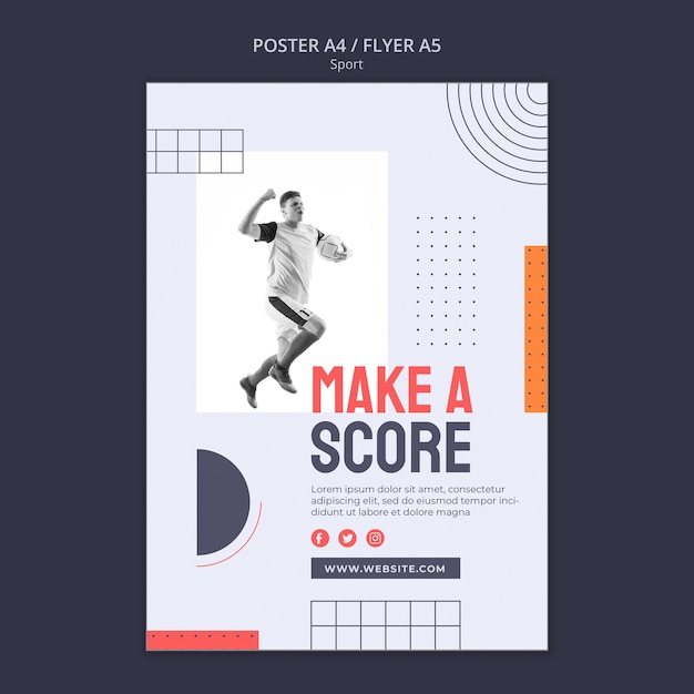 PSD sport and training vertical poster template