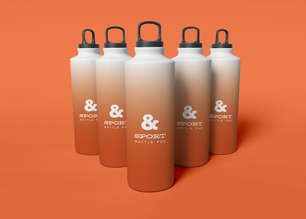 PSD sport water bottles mockup set