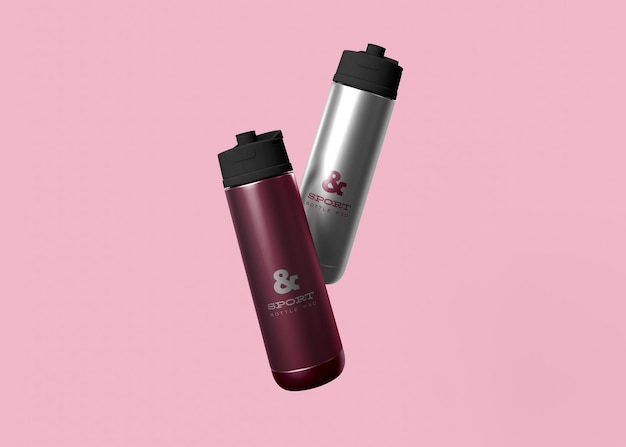 Sport water bottles mockup