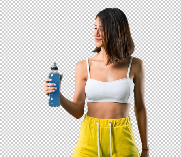 PSD sport woman with a bottle