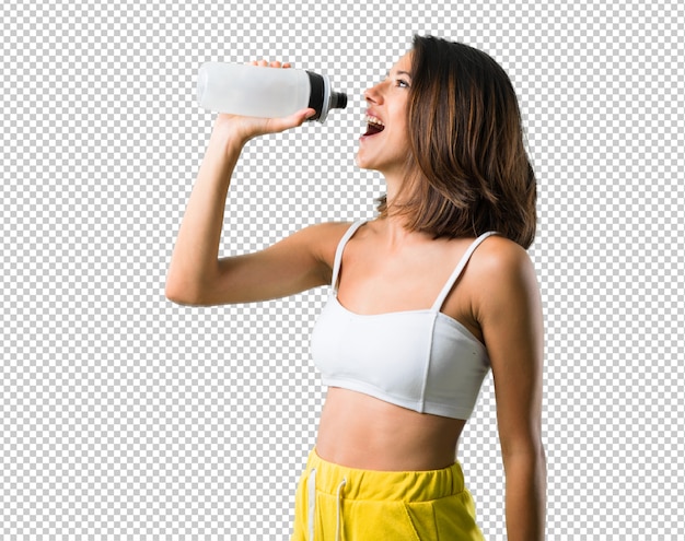 PSD sport woman with a bottle
