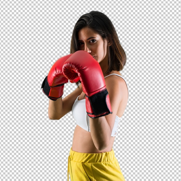 PSD sport woman with boxing gloves