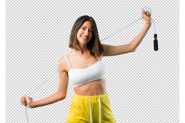 PSD sport woman with jumping rope