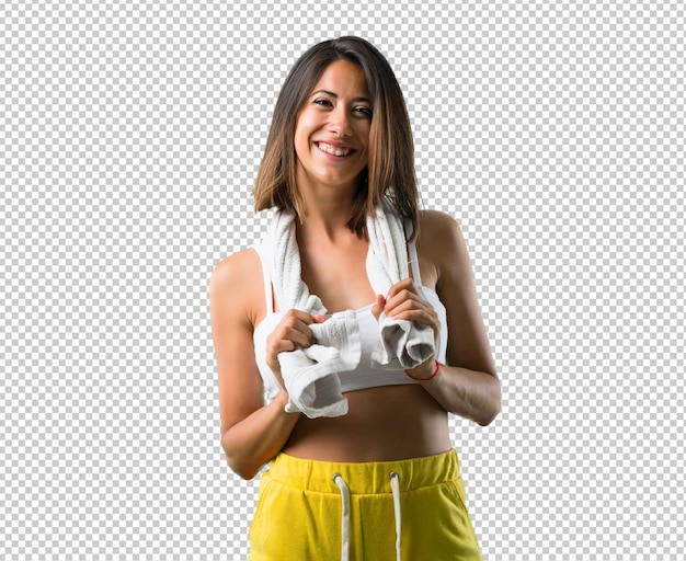 PSD sport woman with a towel