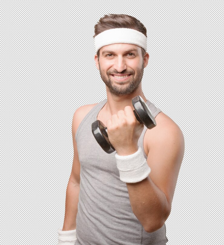 PSD sportowy człowiek z hantle