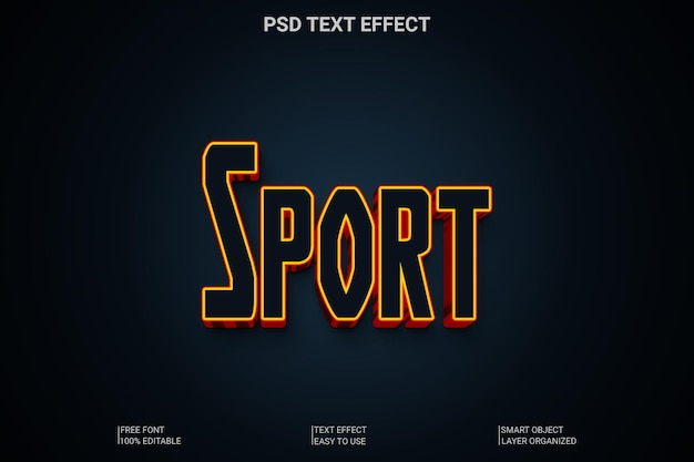 PSD sportowy styl efektu tekstowego psd 3d