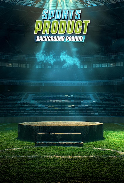 sportproduct op het podium voor de achtergrond van de poster