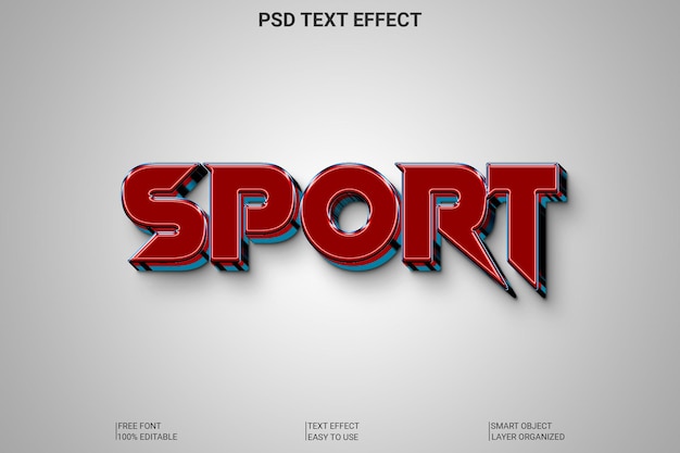 Спортивный 3d текстовый эффект в стиле PSD