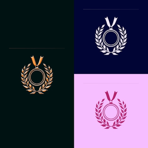 PSD Медаль за спортивные достижения логотип с беговой дорожкой и l креативные и уникальные векторные дизайны