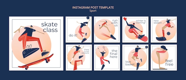 PSD sports and athleticism instagram posts collection