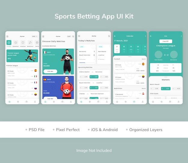 PSD sports betting app ui kit