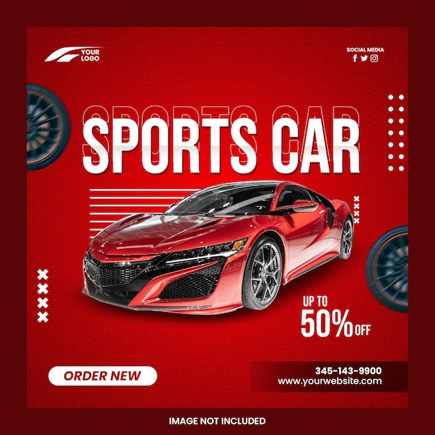 Sports car social media post flyer template