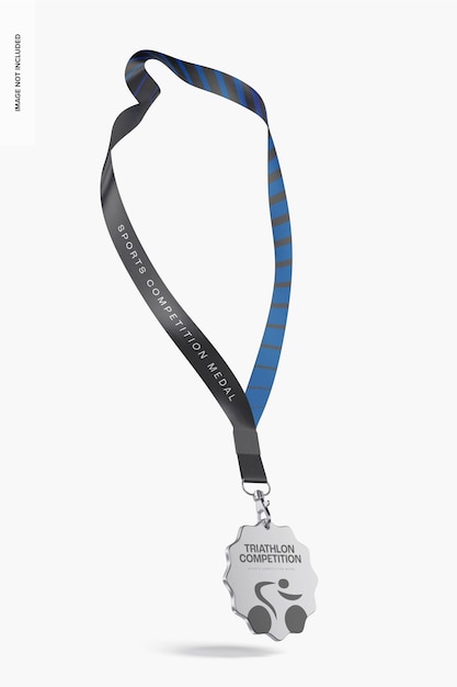 PSD sports competition medal mockup, floating