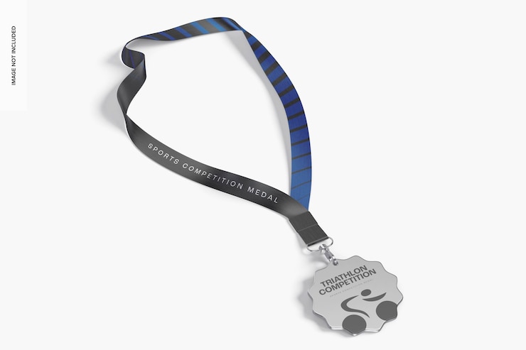 PSD sports competition medal mockup, perspective