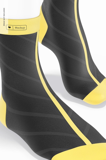 Sports cycling socks mockup, close up