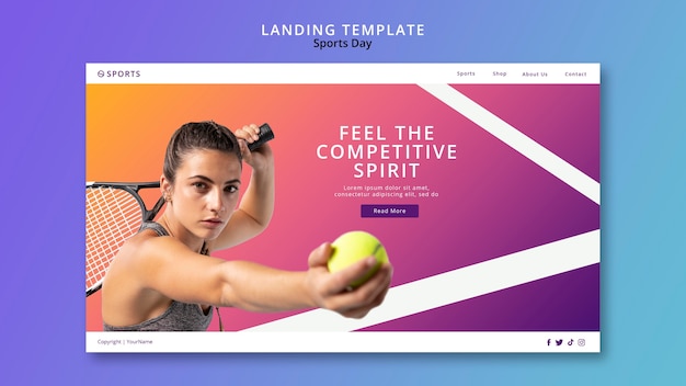 PSD sports day landing page template design