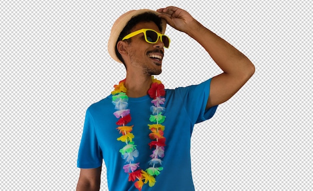 Sports Fan Celebrating With Blue Shirt Isolated Excited football fan cheering