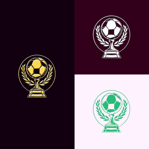 PSD sports game award trophy logo with a soccer ball and a laure creative and unique vector designs