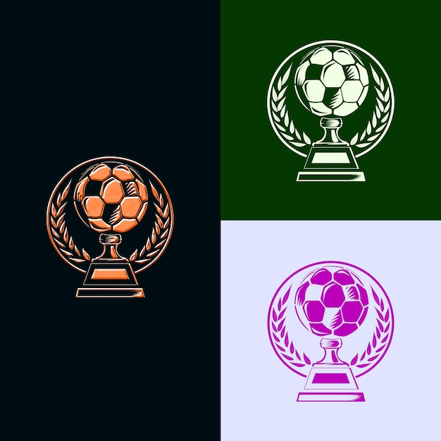 Logo del trofeo sports award con una palla da calcio e un laure design vettoriale creativo e unico