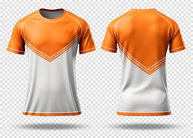 Sports jersey template mockup with front and back views isolated on transparent background