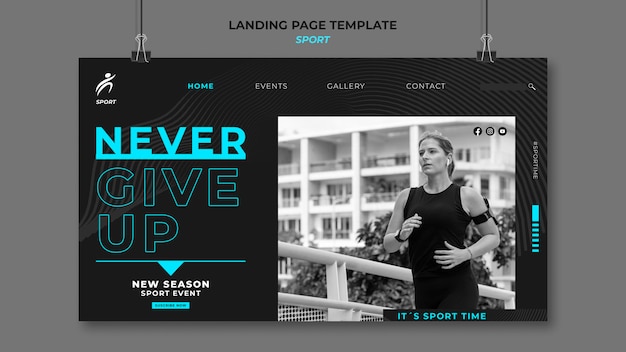 PSD sports landing page template with photo