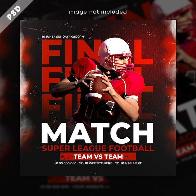 PSD sports match day social media post template design