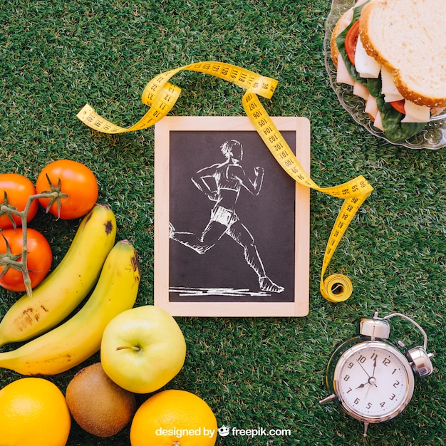 sports mockup with slate on grass