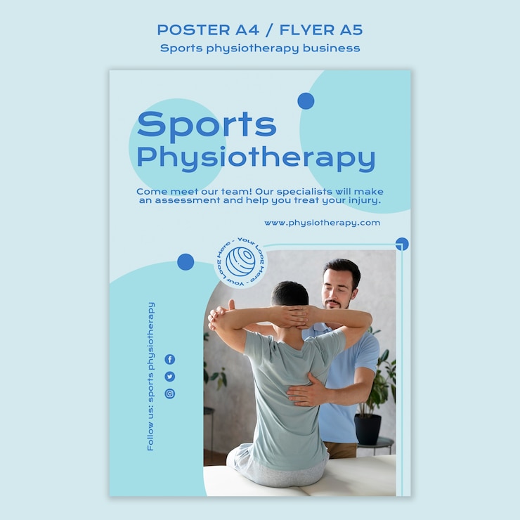 PSD sports physiotherapy poster template