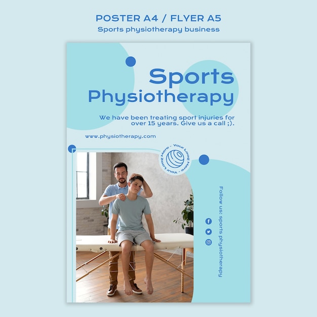 PSD modello di manifesto di fisioterapia sportiva