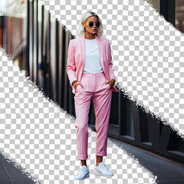 Sports pink women's suit transparent sneakers